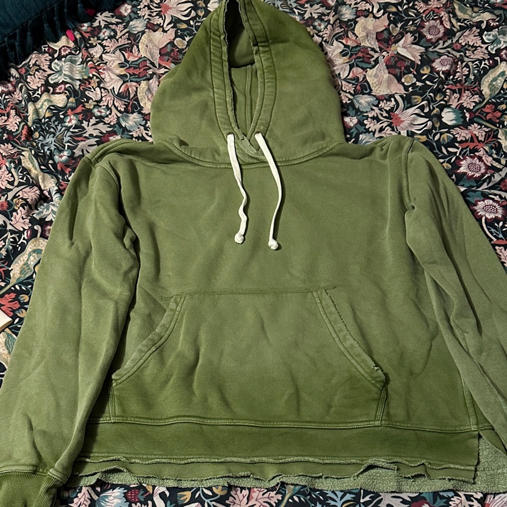 Free People Green Hooded Sweatshirt